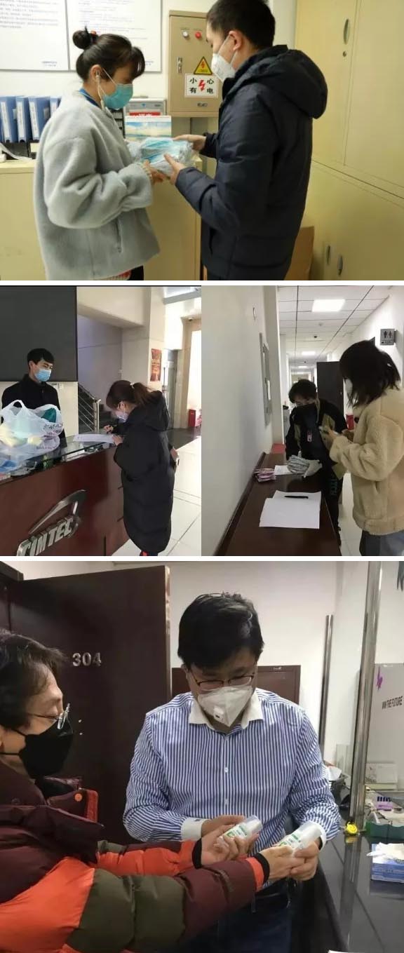 發放防護物資：口罩、手套、消毒液、洗手液